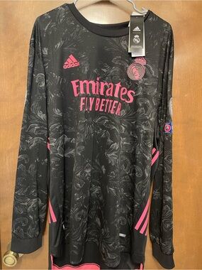Soccer Adidas Real Madrid Black & Pink 'Emirates Fly BetterLong Sleeve Jersey #7